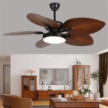 Imagem de American Retro LED Ventilador Luz Europeia Luxo Sala de Estar Restaurante Quarto EstudyVilla Hotel Café Ventilador De Teto Luz Remota Ventilador Elétrico (Estilo 23)