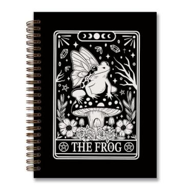 Imagem de foedor Caderno espiral de sapo de tarô, diário de caveira estilo gótico para trabalho, escritório, escola, professor, cadernos fofos para material escolar, escritório, capa dura preta, cadernos de