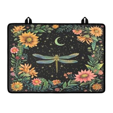 Imagem de Poceacles Tampa de fogão de vidro para fogão elétrico, protetor de fogão dobrável, tapete multiuso, lavadora, secadora, protetor superior, acessórios de decoração de cozinha, libélula e lua flor