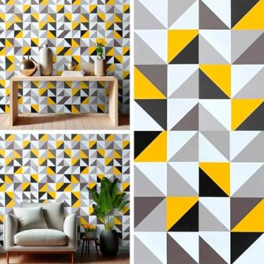 Imagem de Papel de Parede Adesivo Lavável Envelopamento Antimanchas 5 metros (Geométrico Amarelo)