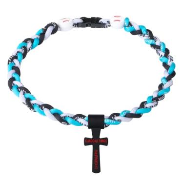 Imagem de Hawflu Colar de beisebol com pingente de cruz moderno design de tornado de três cordas trançadas para fãs de esportes, tema de beisebol, ideia de presente de festa, 45,7 cm, 18 inch, Nylon, Sem Pedra