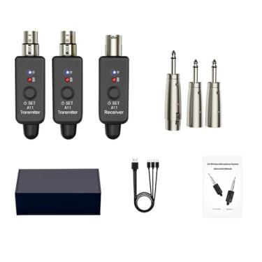 Imagem de Receptor transmissor XLR de microfone sem fio, receptor transmissor sem fio de áudio para instrumentos de microfone