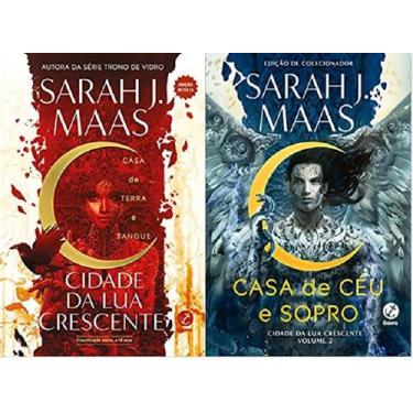 Imagem de kit 2 livros Sarah J. Maas Cidade da Lua Crescente Casa de terra e san