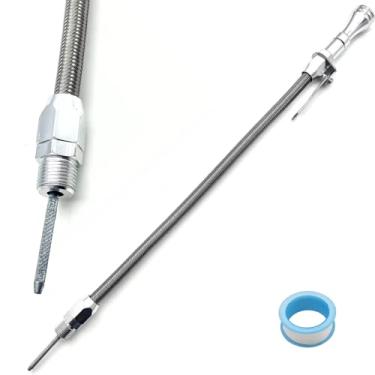 Imagem de AmiliParts Kit de tubo de vareta de óleo flexível de aço inoxidável para Ford SB 289 302 351W BB 429 460 parafuso de cárter de óleo com passo de rosca de 5/20.3 cm-18