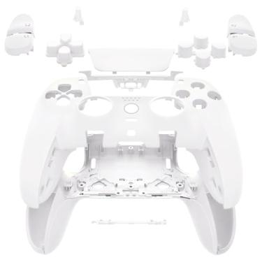 Imagem de eXtremeRate Conjunto completo de carcaça com botões e capa para touchpad compatível com controle de borda ps5, branco de substituição personalizada, acabamento decorativo, placas dianteiras e traseiras compatíveis com ps5 Edge Controller