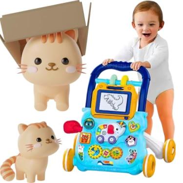 Imagem de Kit Andador Infantil 4 Em 1 Carrinho De Passeio Com Atividades Brinquedos Educativos Para Bebês Estimula Os Primeiros Passos Coordenação Motora e Imaginação (Azul)