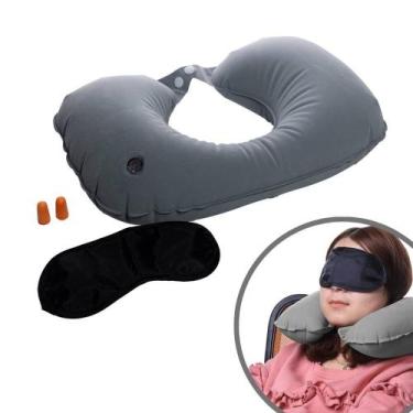 Imagem de Almofada de Pescoço Travesseiro Kit Viagem Máscara De Olhos Protetor O