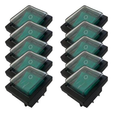 Imagem de Chave Interruptor Gangorra KCD4-201N Verde Com Tampa De Borracha - 10 