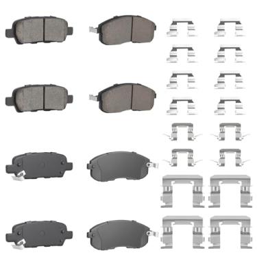 Imagem de ILONPA Conjunto de pastilhas de freio a disco de cerâmica dianteiras traseiras para Nissan Altima 2007-2013, Sentra 2007-2012, Juke 2011-2017, 350Z 2003-2005, para INFINITI G35 2003-2005 8 peças