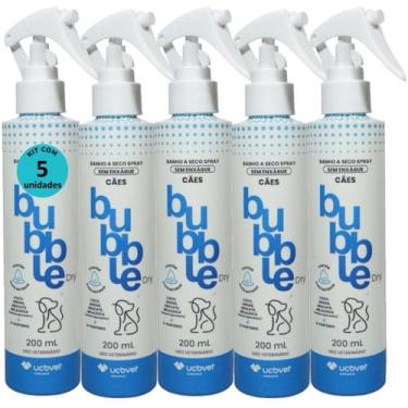 Imagem de Banho a seco bubble dry spray 200ml para cães kit com 5 - Ucb