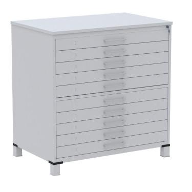 Imagem de Mapoteca 10 Gavetas Pandin 120 Cm (larg) Inmetro Tampo Mdp Cinza Estrutura E Gavetas Em Aço Cinza
