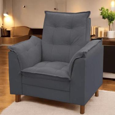 Imagem de Poltrona Isa Escritório Consultório Recepção Suede Cinza - MABE MAGAZI