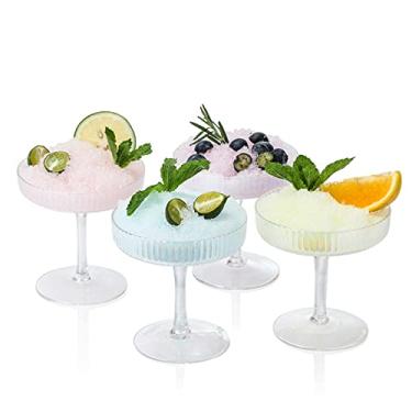 Imagem de Conjunto de 4 taças iridescentes para coquetéis de Manhattan, champanhe, martini, algonquim, gimlet, proibição, aperitivo, vinho, arco-íris, unicórnio, pérola, cintilante, um pouco fofo