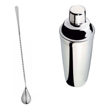 Imagem de Kit Colher Bailarina E Coqueteleira Inox 550ml Para Drinks - Wine Stop