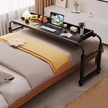 Imagem de Mesa de cama com rodas, mesa de computador com rodas, mesa sobre cama, mesa móvel com altura ajustável, bandeja de alimentos, mesa com rodinhas médicas, para escritório em casa, hospital