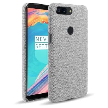 Imagem de Capa para Oneplus 5T,Capa desenhada em lona,Case Protetora Ultrafina com Empunhadura Macia,Design em Tecido Antichoque e Antiarranhões-Light gray