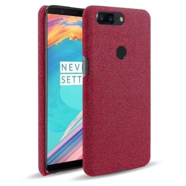 Imagem de Capa para Oneplus 5T,Capa desenhada em lona,Case Protetora Ultrafina com Empunhadura Macia,Design em Tecido Antichoque e Antiarranhões-Red