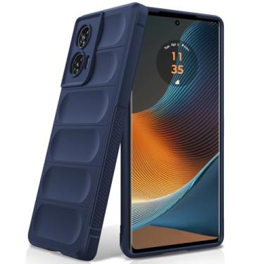 Imagem de BonYonka Capa de silicone para Motorola Moto Edge 50 Fusion, forro de microfibra antiarranhões, capa à prova de choque com proteção para câmera, azul