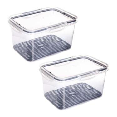 Imagem de Kit com 2 Potes Herméticos com Trava e Escorredor 4L Preto Modular Org