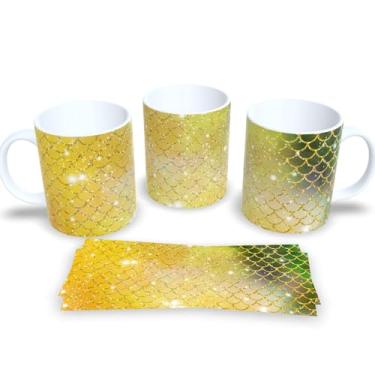 Imagem de Caneca Branca de Porcelana Personalizada Escamas de Sereia (Mod.3)