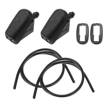 Imagem de A ABSOPRO Kit de bocal de lavador de para-brisa para Ford Fiesta 01-07 Bocais de pulverização de para-brisa limpador de spray jato Nº 1442176 2 peças de juntas 2 peças Mangueira de fluido de 1 metro