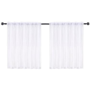 Imagem de Cortinas transparentes, 2 painéis, cortinas de janela curta, 76 x 91 cm, cortinas transparentes, cortinas brancas para quarto, sala de estar, sanefas