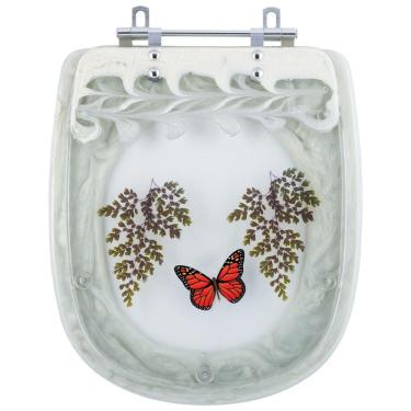 Imagem de Assento Sanitário Decorado Aspen Branco com Borboleta Vermelha para Vaso Deca