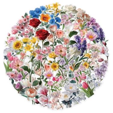 Imagem de Flower Stickers, 50Pcs Transparent Watercolor Waterproof Clear Botanical Floral Journaling Sticker for Scrapbook Bullet Journals Planner Collage Laptop Paper Crafts Supplies