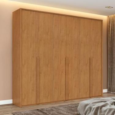 Imagem de Guarda Roupa Casal 100% Mdf 6 Portas Easy Move 2,40 Amendoa Clean