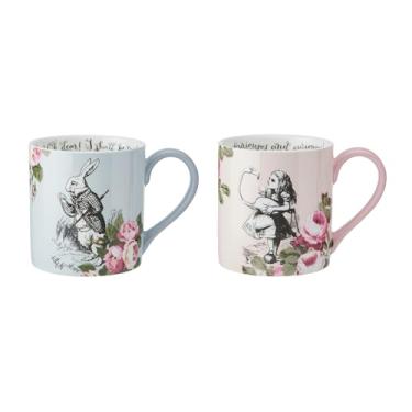 Imagem de Mikasa Conjunto de canecas de cerâmica, xícaras de chá de porcelana com tema Alice no País das Maravilhas de 2 peças, 380 ml