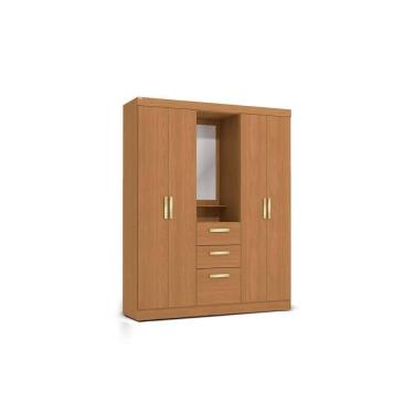 Imagem de Guarda Roupa Casal 5 Portas e 2 Gavetas c/ 1 Espelho R591 Canela - Kappesberg