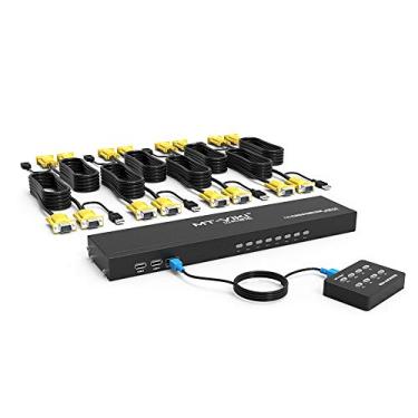 Imagem de MT-VIKI Switch Kvm 8 Portas, Switch Kvm de Montagem Em Rack 8X1 Vga, Incluído 8 Cabos Kvm 2 Em 1 e Seletor de Fio-Desktop, Adequado para Rack 1U 19''
