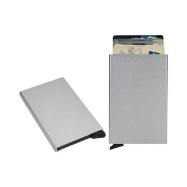 Imagem de Carteira Minimalista de Metal RFID para Homens - Porta Cartões Fino e 