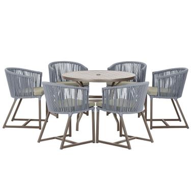 Imagem de Mesa com 6 Cadeiras de Jantar Roma 120cm e Noronha em Alumínio