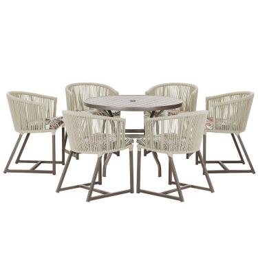 Imagem de Mesa com 6 Cadeiras de Jantar Roma 120cm e Noronha em Alumínio