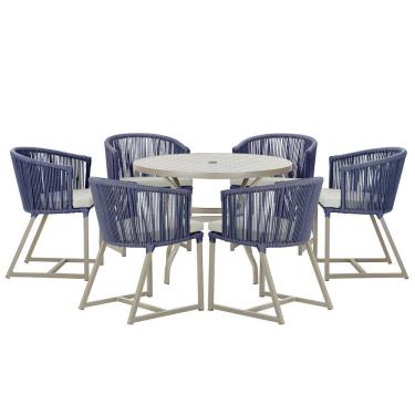 Imagem de Mesa com 6 Cadeiras de Jantar Roma 120cm e Noronha em Alumínio