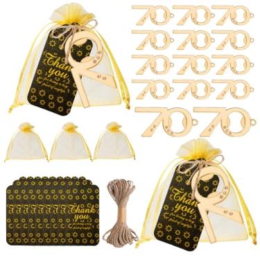 Imagem de Uezea Abridor de cerveja com sacos e cartões, lembranças de aniversário para convidados (70 chaveiros, abridor de garrafas, 24 peças)