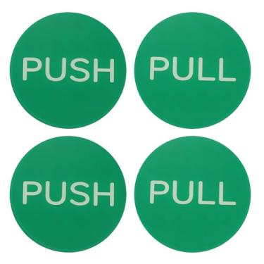 Imagem de PATIKIL 2 conjuntos de adesivos de porta push-pull, placa de 7,6 cm, placa vertical de acrílico autoadesivo para portas, janelas de vidro, lojas, negócios, redondo, verde