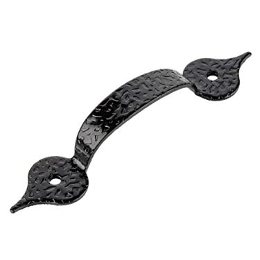 Imagem de Alça de puxador de gaveta preta com suporte frontal de aço martelado, centro de 8,89 cm – armário antigo, armário vintage, equipamento de reprodução de mesa antiga | P17-H541BLK, Black