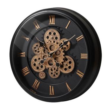 Imagem de Maxstar Relógio de parede com engrenagem móvel de 41 cm para decoração moderna de sala de estar, relógio de parede operado por bateria de quartzo, relógios de parede com numerais romanos decorativos