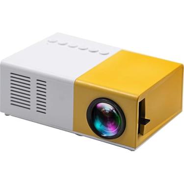 Imagem de Mini Projetor Portátil LED, Branco e Amarelo, Compacto para Home Cinema