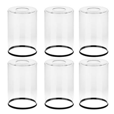 Imagem de WYNEYET Pacote Com 6 Peças De Reposição Para Abajures Vidro Transparente, Capas Cilíndricas Luminárias, Transparentes Borda Preta, Arandelas Parede, Luminárias Pendentes Penteadeira