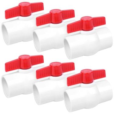 Imagem de YADIAN Pacote com 6, válvula esférica de PVC, válvula de tubulação de água, manípulo T, válvula de fechamento de 3,5 cm deslizante/soquete para projeto de água, piscina, bomba de esgoto, linhas de
