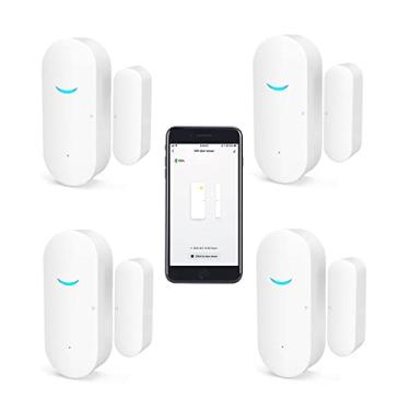 Imagem de SENCKIT Pacote Com 4 Sensores Sem Fio Para Portas E Janelas, Alarme Inteligente Tuya Aplicativo De Notificação Gratuito, Controle Sistema Segurança Residencial, Compatível Alexa, Google Home Siri