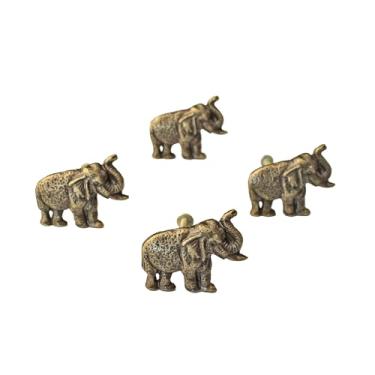 Imagem de BROOK AND BIRCH Puxadores de gaveta de animais de bronze antigo elefante puxadores de armário de berçário infantil - conjunto de 4