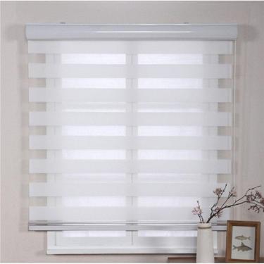 Imagem de Persiana Rolo Duplo Zebra Com Bandô Branca 100 cm (Largura) x 220 cm (Altura) Cortina Double Vision