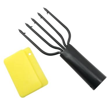 Imagem de Pro Bamboo Kitchen Ganchos de pesca, 5 garfos, arma de pesca de metal de 4,6 x 14,5 cm com lança anti-corredor farpada para pegar Walleye caça sapos grandes em lagoas, rios e lagos, salmão