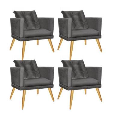 Imagem de Kit 04 Poltrona Cadeira Lucia Confort Com almofada Sala Recepção Escri