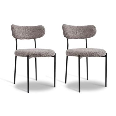 Imagem de NF NEXIFURN Conjunto de 2 cadeiras de jantar modernas, redondas e estofadas, resistentes e confortáveis com pernas de metal preto