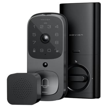 Imagem de HAVION Fechadura inteligente com câmera – por NIU Inno., incluindo carrilhão, fechadura Wi-Fi 3 em 1 + câmera + trava de impressão digital sem chave para porta frontal de entrada, 32 GB eMMC, 10.000